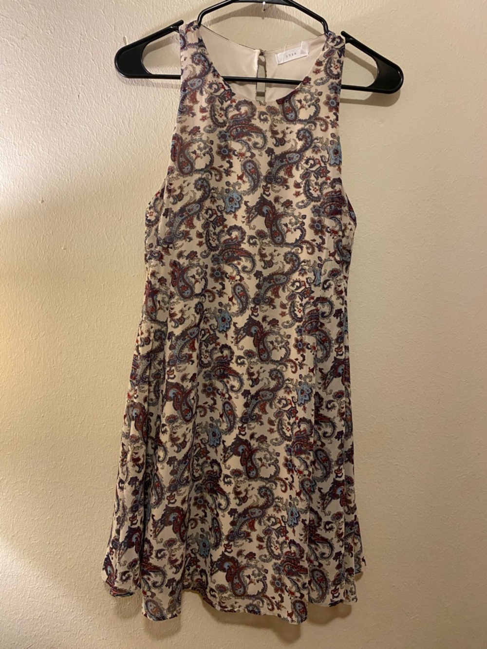 Women’s Lush Paisley Dress SzS Cream Burgandy